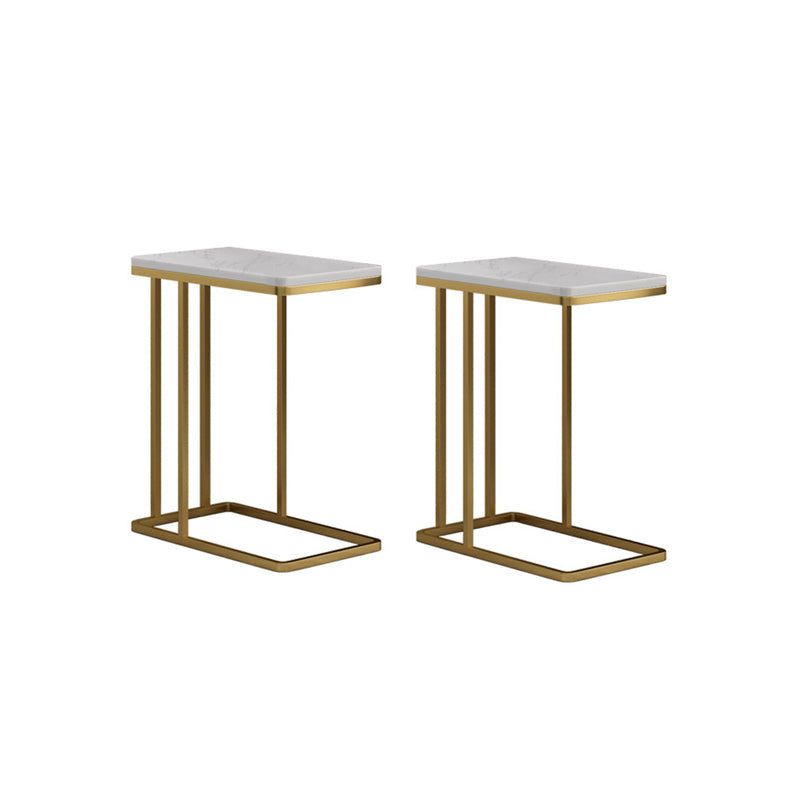 Mid-Century C Side Table Slate/Metal Top Rectangular End Table