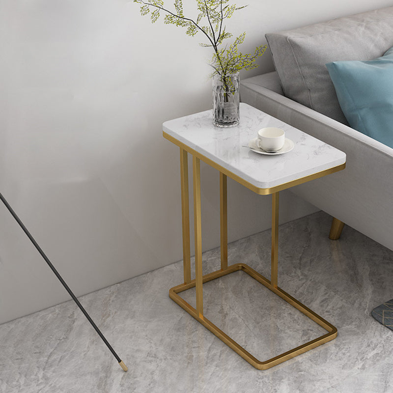 Mid-Century C Side Table Slate/Metal Top Rectangular End Table