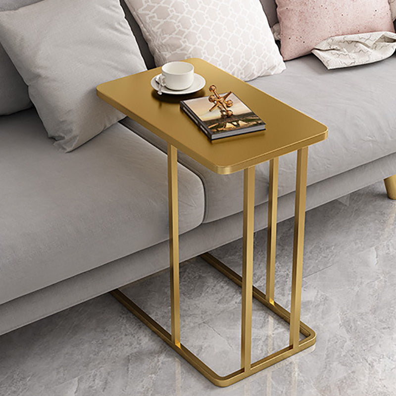 Mid-Century C Side Table Slate/Metal Top Rectangular End Table