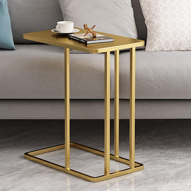 Mid-Century C Side Table Slate/Metal Top Rectangular End Table