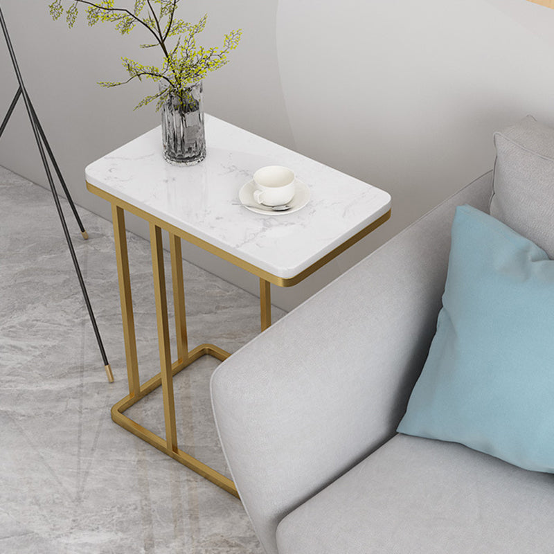 Mid-Century C Side Table Slate/Metal Top Rectangular End Table