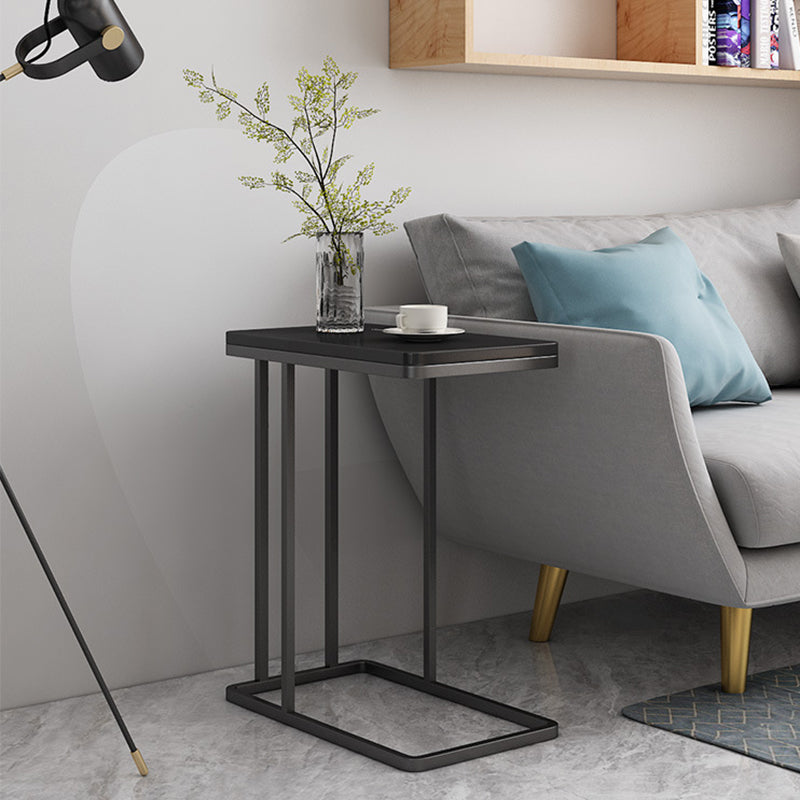 Mid-Century C Side Table Slate/Metal Top Rectangular End Table