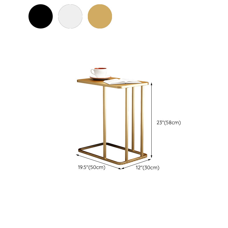Mid-Century C Side Table Slate/Metal Top Rectangular End Table