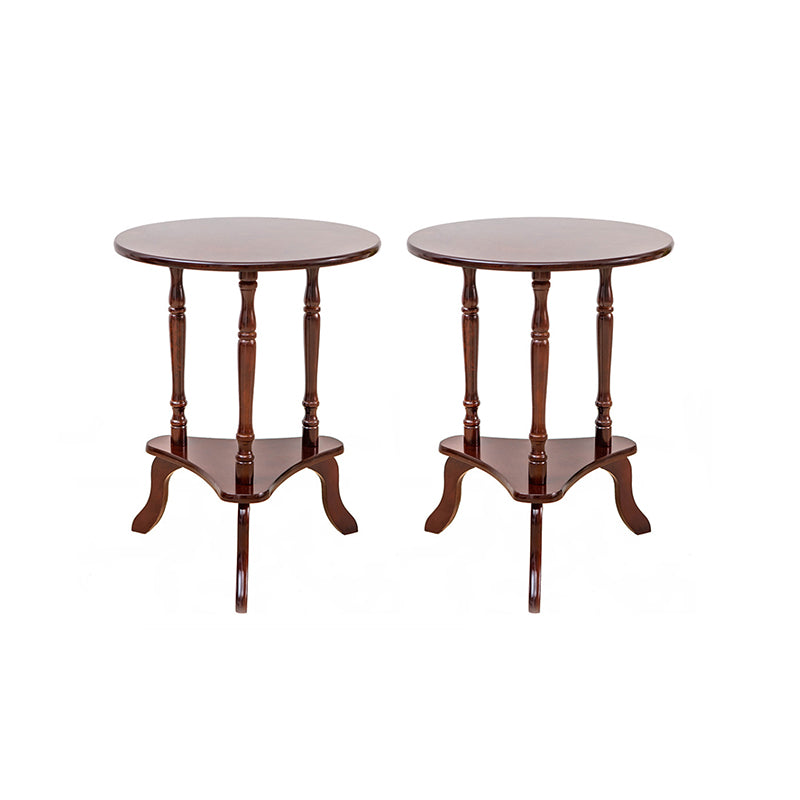 Traditional Solid Wood 3 Legs with Storage Round Living Room End Table