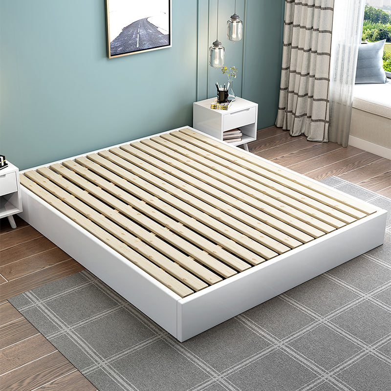 Mid-Century Modern White Platform Bed Solid Wood Platform Bed Frame