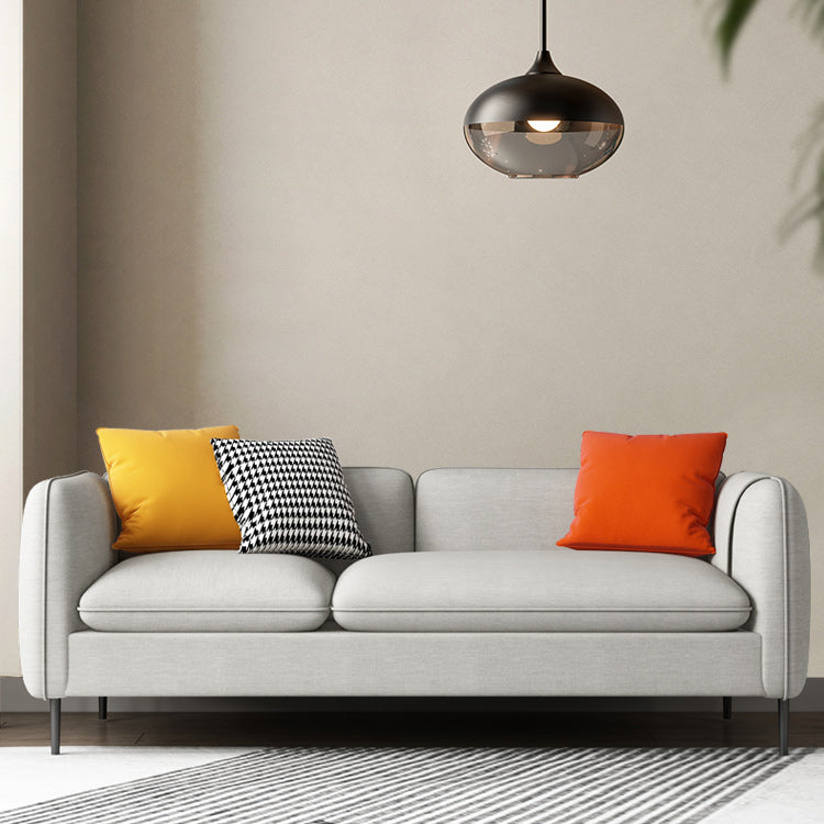 Modern 29.92" H Linen Square Arm Sofa with Pillows and Storage