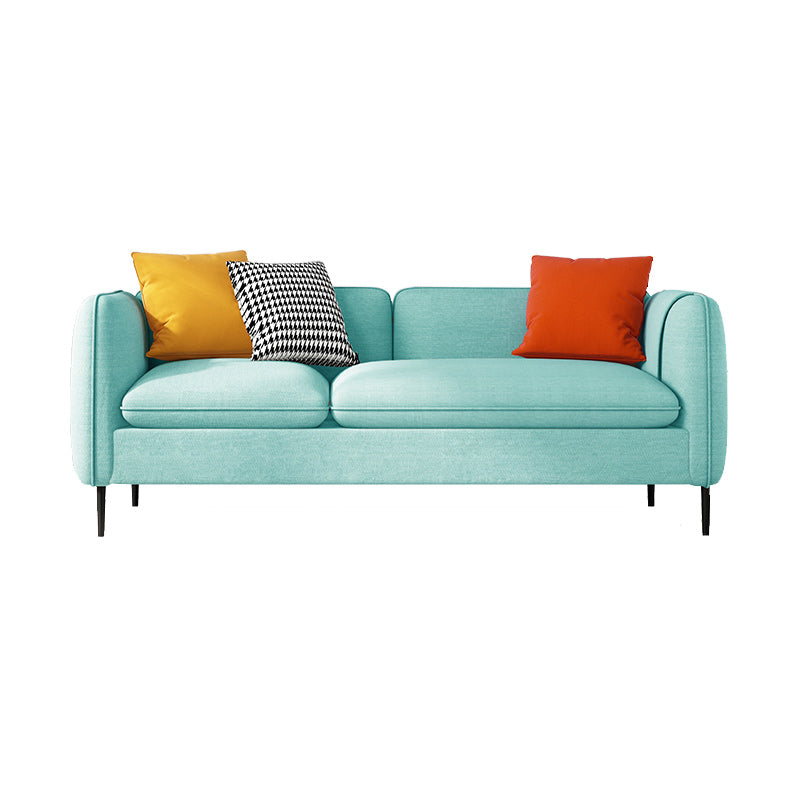 Modern 29.92" H Linen Square Arm Sofa with Pillows and Storage