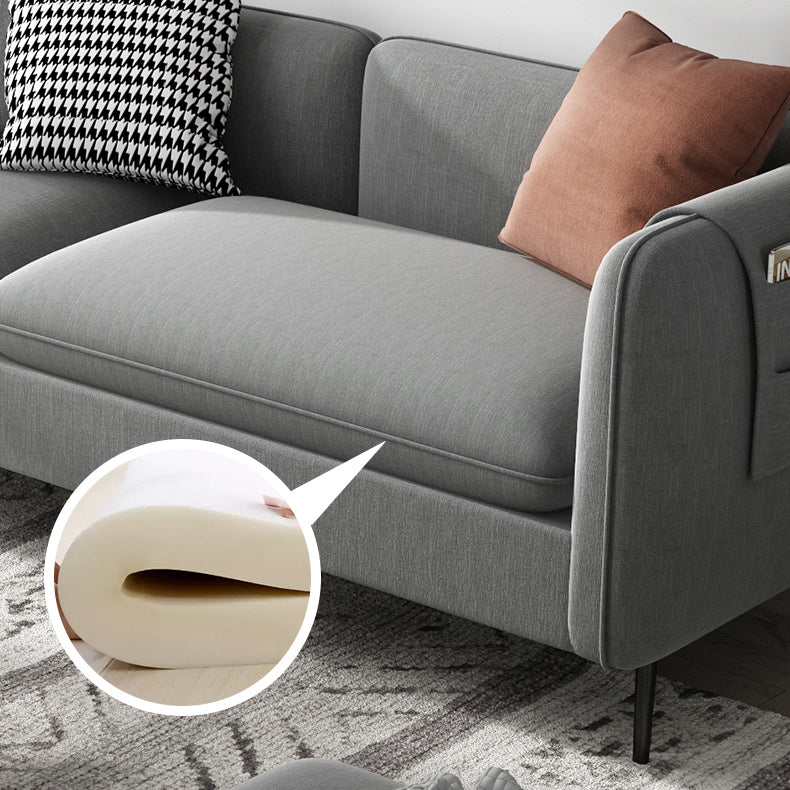 Modern 29.92" H Linen Square Arm Sofa with Pillows and Storage