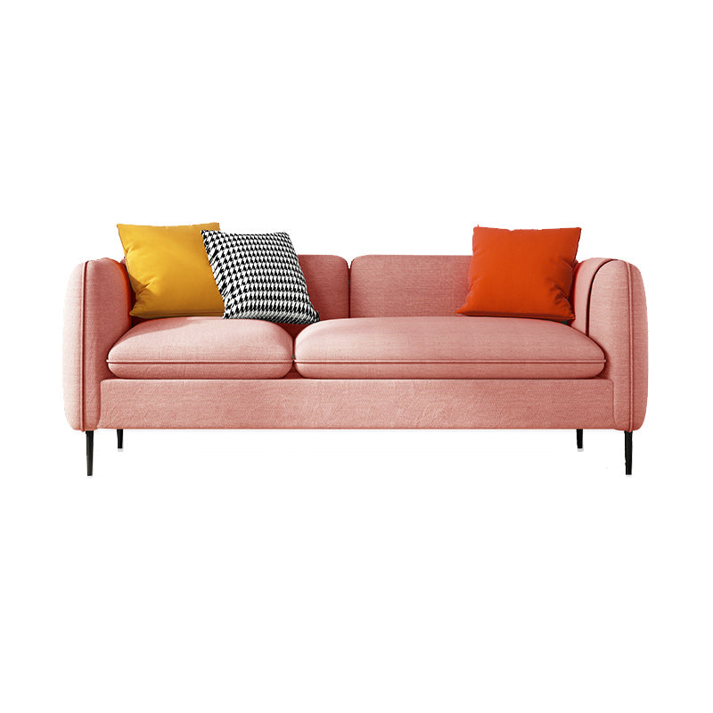 Modern 29.92" H Linen Square Arm Sofa with Pillows and Storage