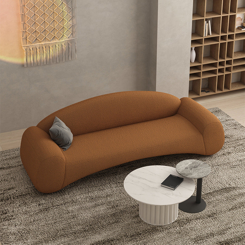 Contemporary Tight Back Sofa with Round Arm Couch Curved Settee Couch