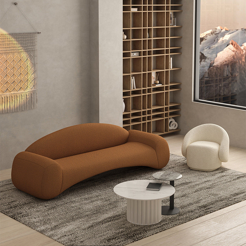 Contemporary Tight Back Sofa with Round Arm Couch Curved Settee Couch