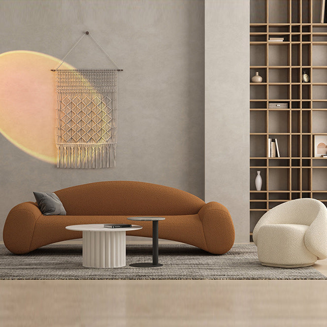 Contemporary Tight Back Sofa with Round Arm Couch Curved Settee Couch