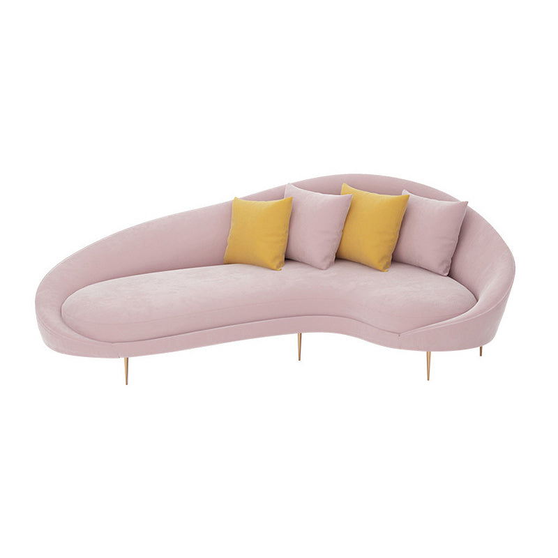 Contemporary 33.46" H Velvet Solid Color Curved Slope Arm Sofa