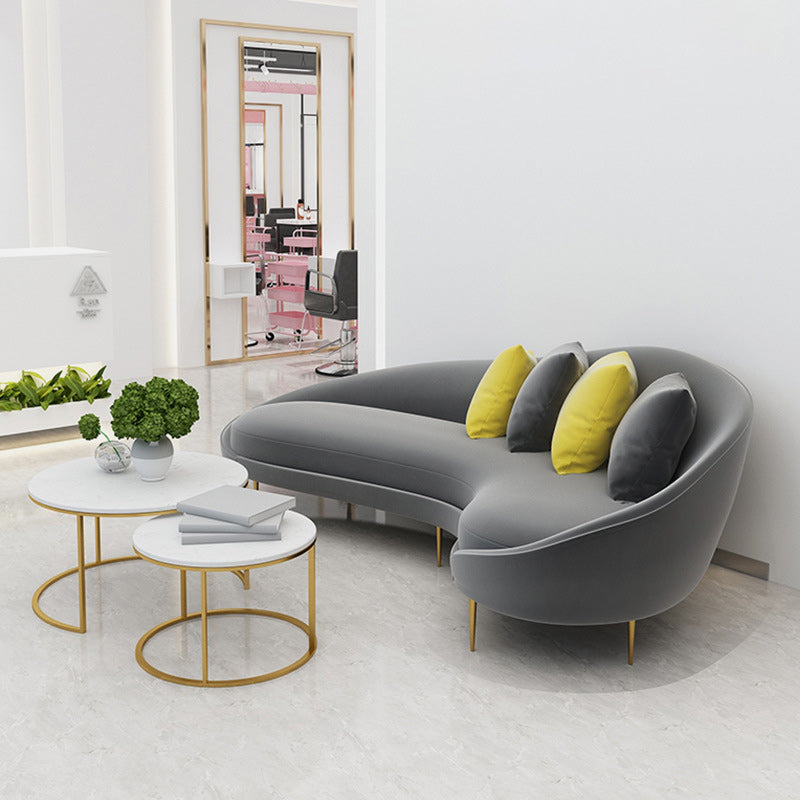 Contemporary 33.46" H Velvet Solid Color Curved Slope Arm Sofa
