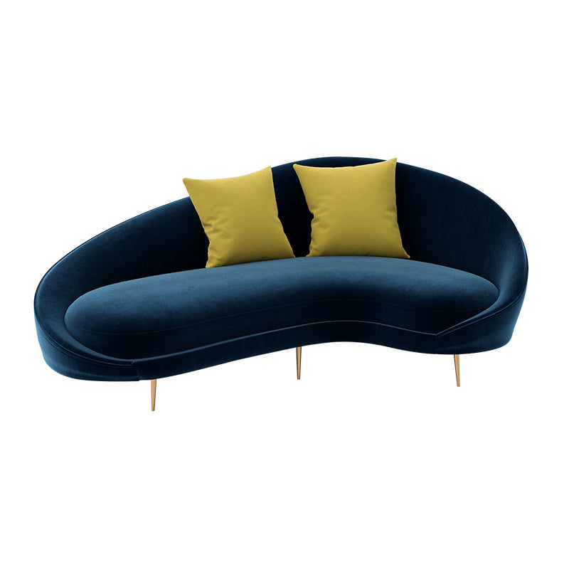 Contemporary 33.46" H Velvet Solid Color Curved Slope Arm Sofa