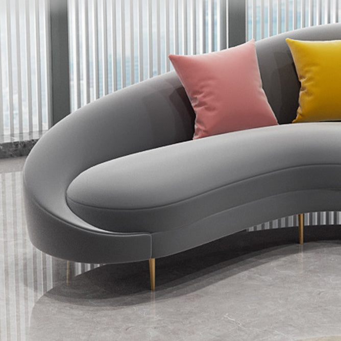 Contemporary 33.46" H Velvet Solid Color Curved Slope Arm Sofa