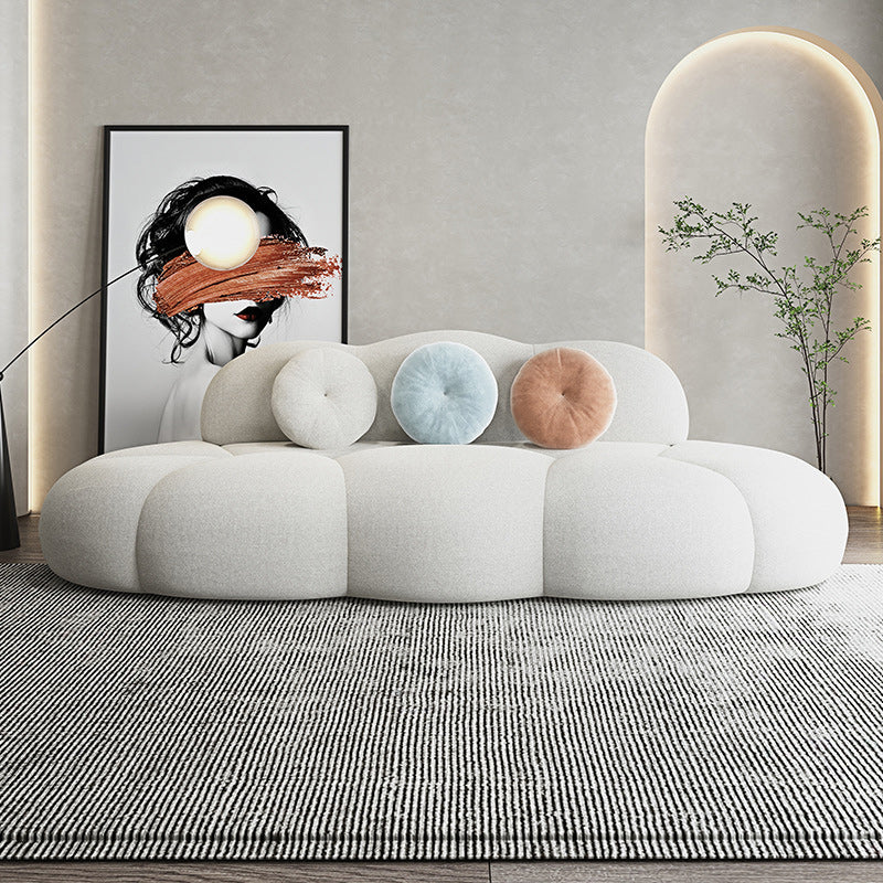 Contemporary Armless Wool Sofa with Tight Back and 3 Pillows