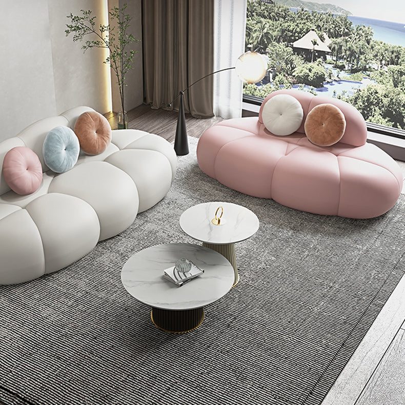 Contemporary Armless Wool Sofa with Tight Back and 3 Pillows