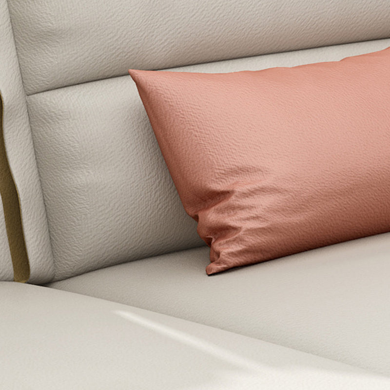 Square Arm Sectional Sofa 125.98" W Faux Leather 4-seat Sectional