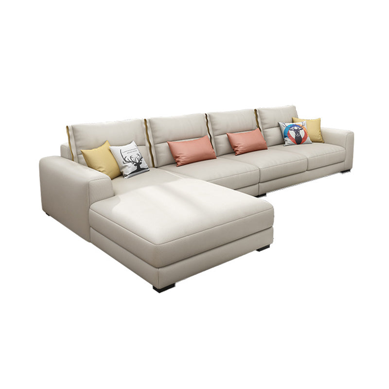 Square Arm Sectional Sofa 125.98" W Faux Leather 4-seat Sectional