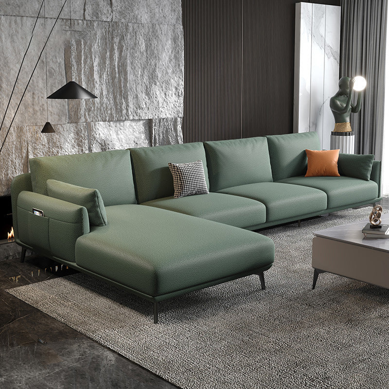 Round Arm L-shape Sectional Modern 4-seater Sectional with Storage