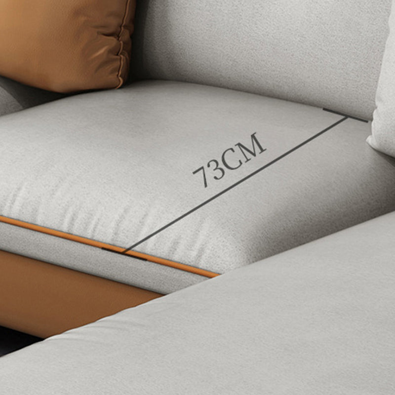 Beige 5-seater Flared Arm Sectional Luxurious Faux Leather Sectional