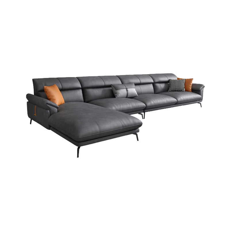 Modernism Flared Arm Sectional 4-Seater Faux Leather Sectional