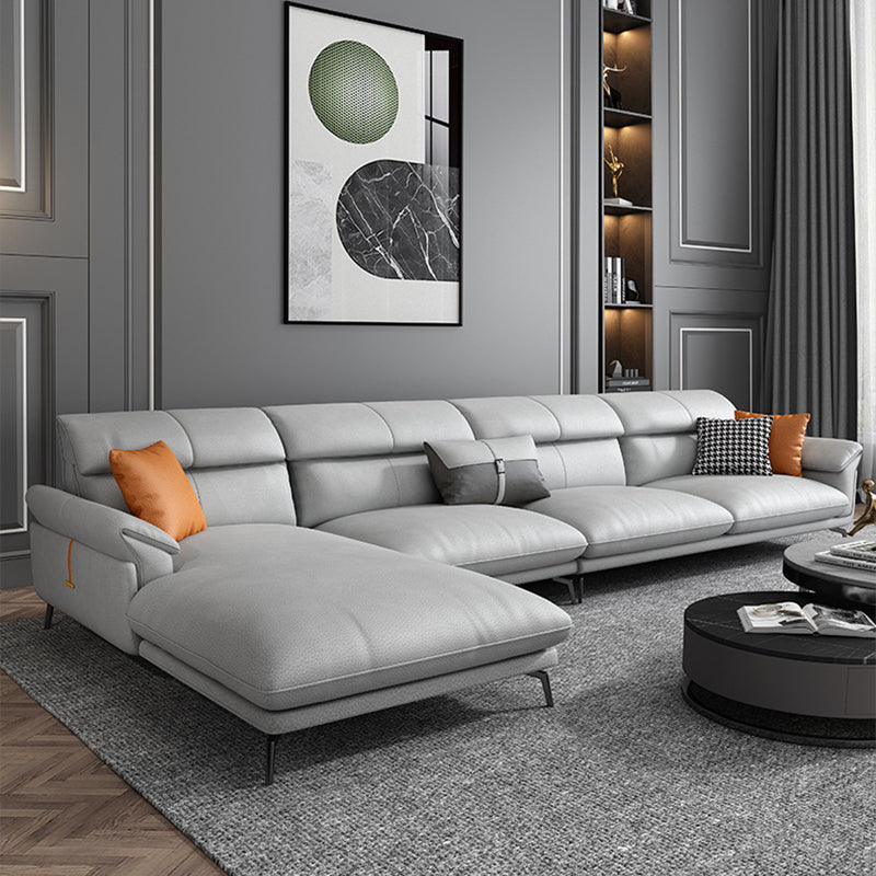 Modernism Flared Arm Sectional 4-Seater Faux Leather Sectional