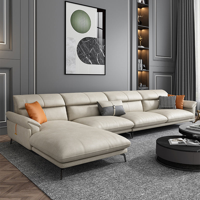 Modernism Flared Arm Sectional 4-Seater Faux Leather Sectional