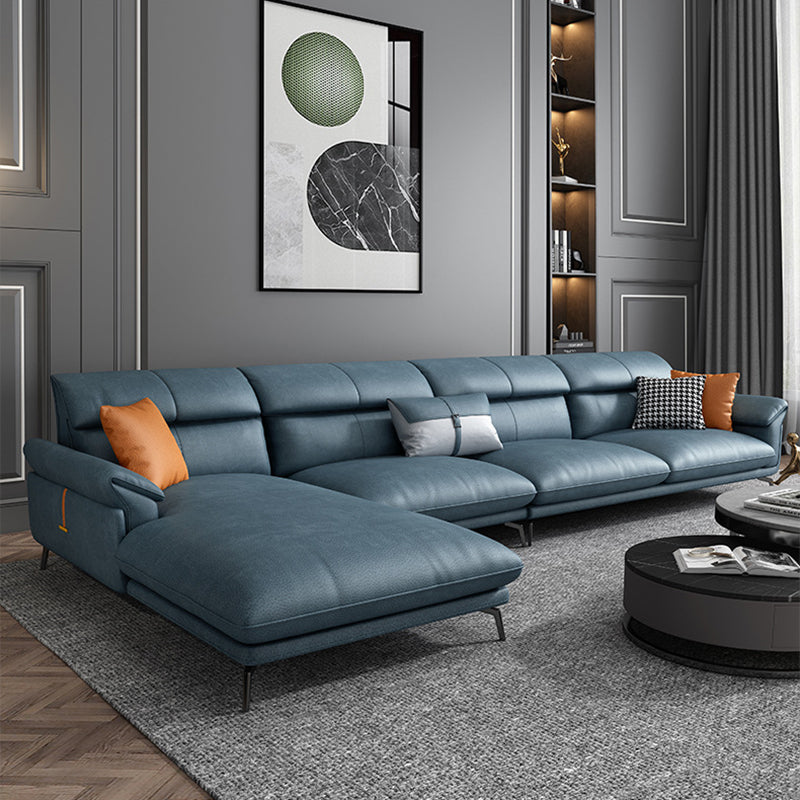 Modernism Flared Arm Sectional 4-Seater Faux Leather Sectional