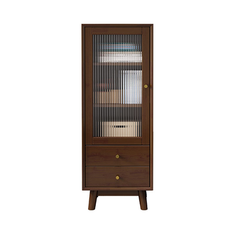 Rubberwood Glass Door Accent Cabinet 2 - Drawer 19.7" W Side Cabinet