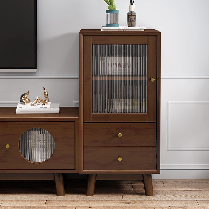 Rubberwood Glass Door Accent Cabinet 2 - Drawer 19.7" W Side Cabinet