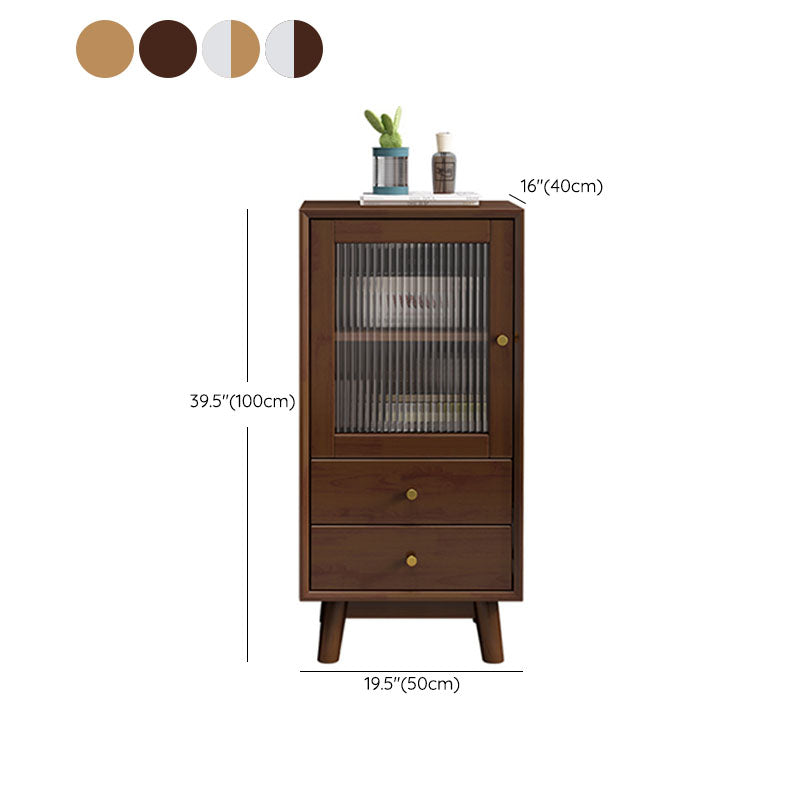Rubberwood Glass Door Accent Cabinet 2 - Drawer 19.7" W Side Cabinet