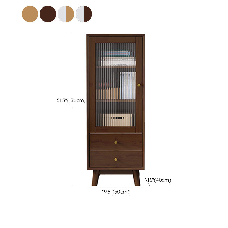 Rubberwood Glass Door Accent Cabinet 2 - Drawer 19.7" W Side Cabinet