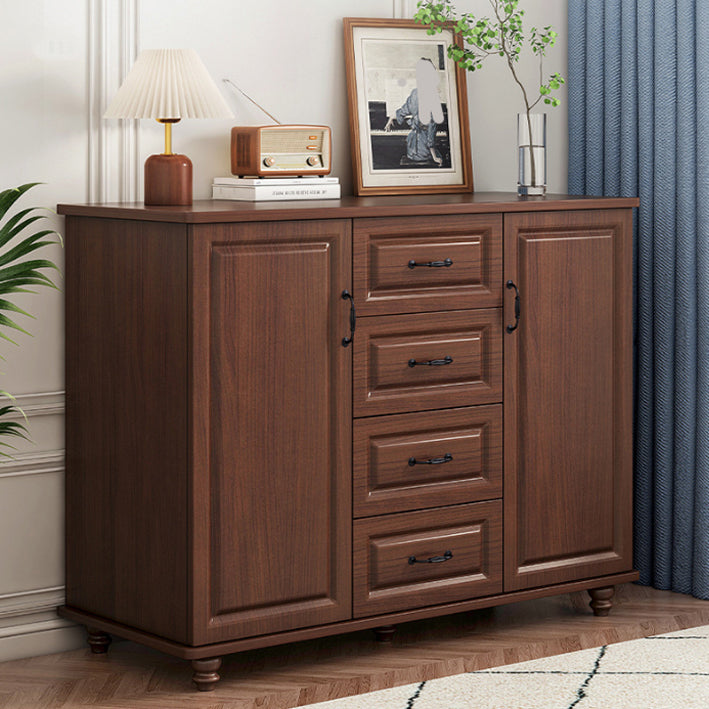 Mid Century Modern 2-Door Cabinet 35.4" Tall Cabinet with 4 Drawers