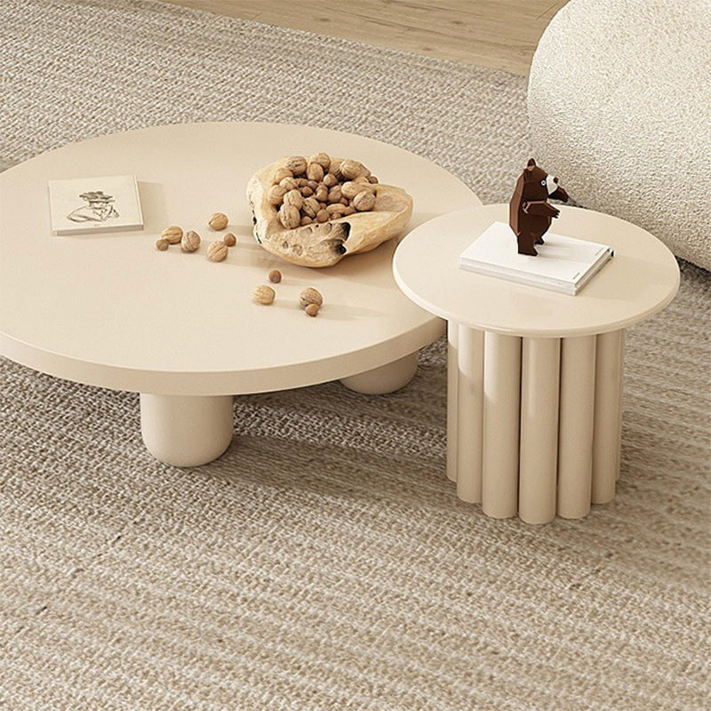 Contemporary Pedestal/4 Legs Solid Wood Round Single Coffee Table