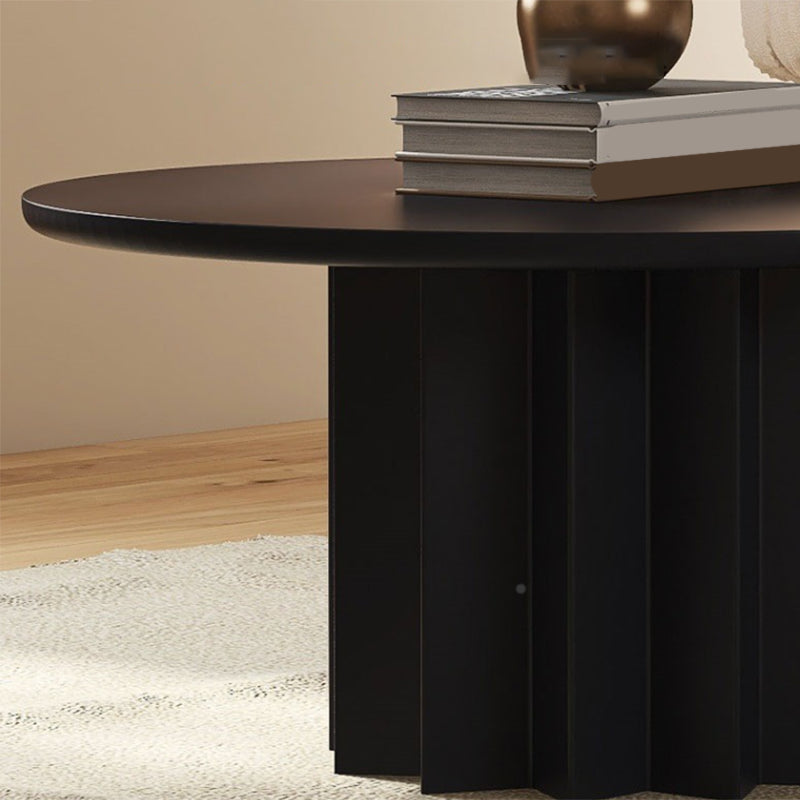 Contemporary Cocktail Table Pedestal Solid Wood Round Single Coffee Table
