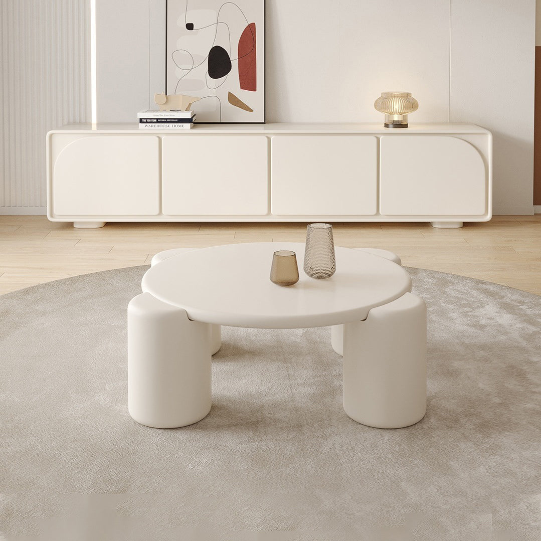 Round 4 Legs Cocktail Table Engineered Wood Coffee Table in White
