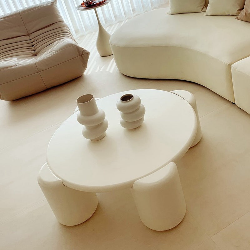 Round 4 Legs Cocktail Table Engineered Wood Coffee Table in White