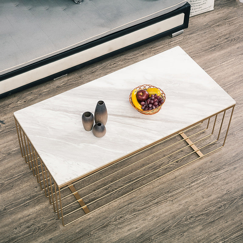 Frame Base Coffee Table Rectangular Gold Metal Cocktail Table