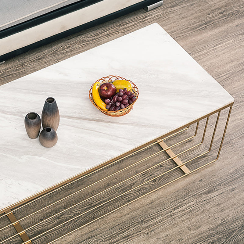 Frame Base Coffee Table Rectangular Gold Metal Cocktail Table