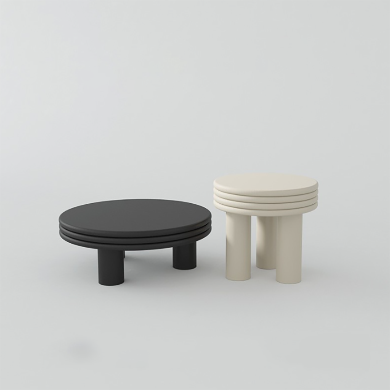 Contemporary Simple 3 Legs Coffee Table Round Wood Cocktail Table Set