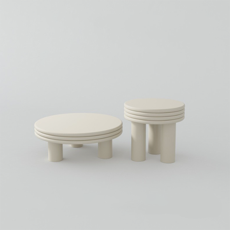Contemporary Simple 3 Legs Coffee Table Round Wood Cocktail Table Set