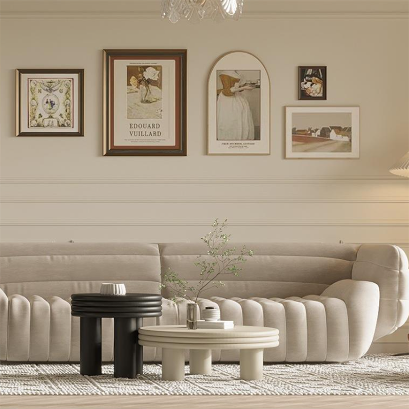 Contemporary Simple 3 Legs Coffee Table Round Wood Cocktail Table Set