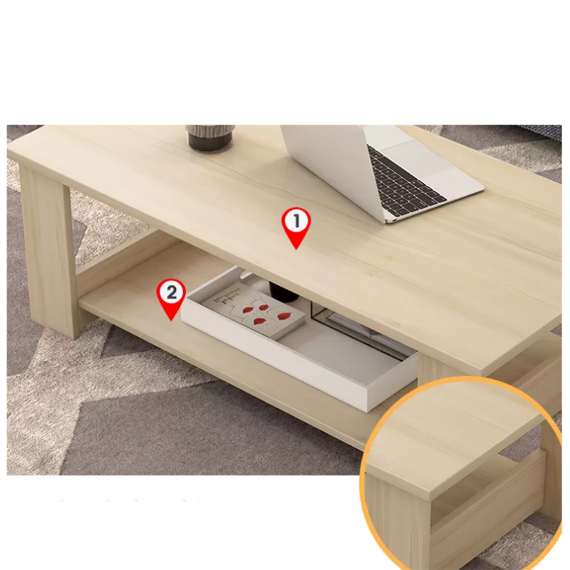 Contemporary 4 Legs Wood with Storage Shelf Rectangular Single Coffee Table