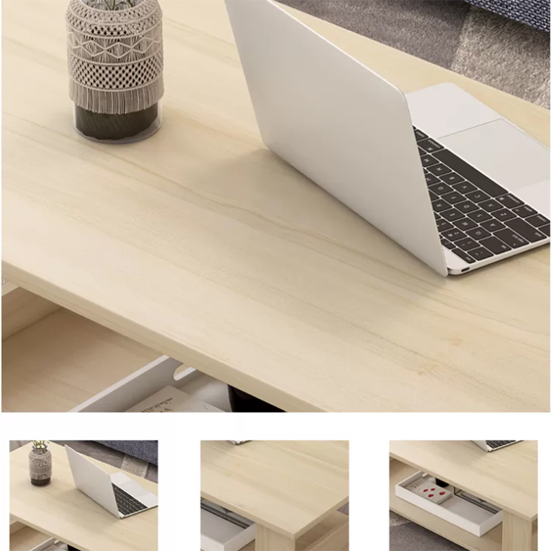 Contemporary 4 Legs Wood with Storage Shelf Rectangular Single Coffee Table