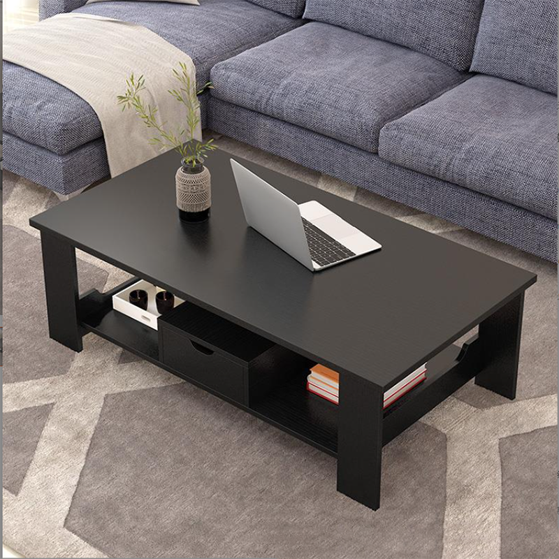 Contemporary 4 Legs Wood with Storage Shelf Rectangular Single Coffee Table