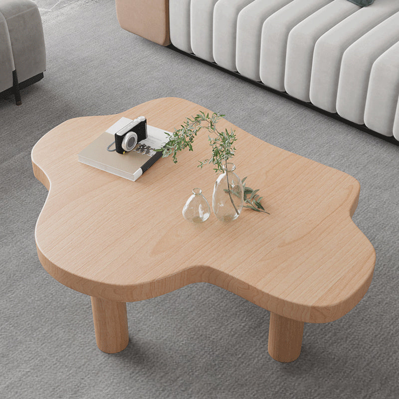Nordic Cocktail Table 3 Legs Solid Wood Free Form Single Coffee Table