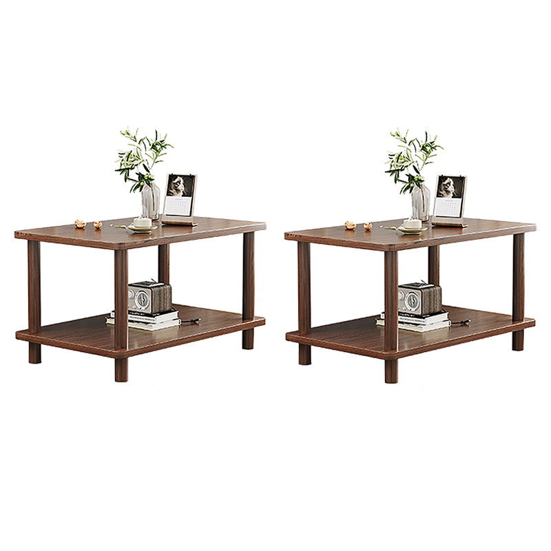 Modern 4 Legs Corner Table Solid Wood Sofa Side End Table with Storage