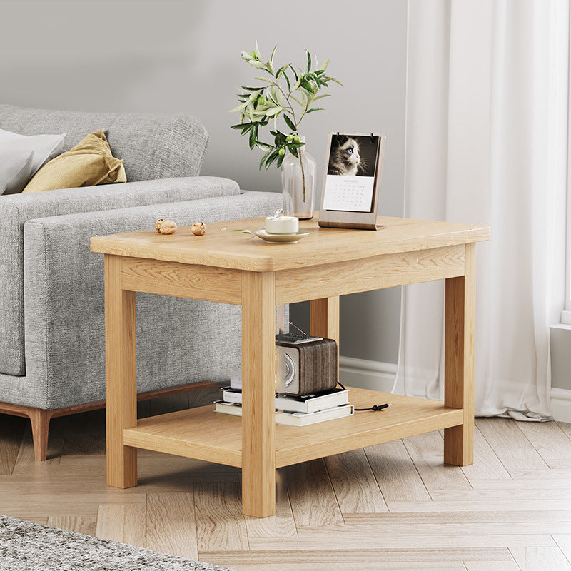 Modern 4 Legs Corner Table Solid Wood Sofa Side End Table with Storage